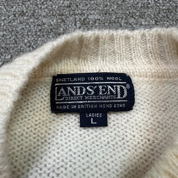 Vintage Lands' End Striped Wool Crewneck Sweater Womens Size Large - Picture 7 of 7